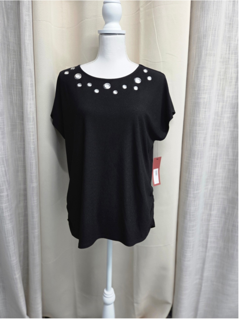 NWT Love Scarlett Black Women's Top Goth Edgy Embellished Modern Size L